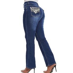 NWT ~ Women's Embroidered Back Pockets Denim Blue Jeans ~ Size SMALL